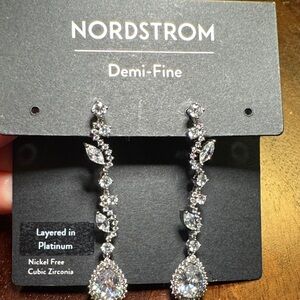 Nordstrom Platinum Cubic Zirconia Drop Earrings